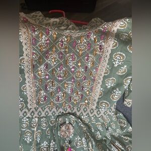 Green floral plazzo pants